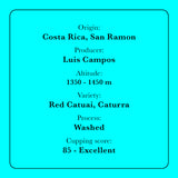 Specificaties Luis Campos Specialty Coffee