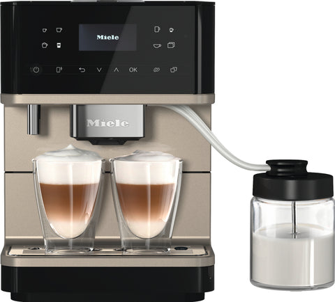Miele CM 6360 koffiemachine obsidiaanzwart CleanSteel Metallic front