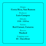 Specificaties Luis Campos Specialty Coffee